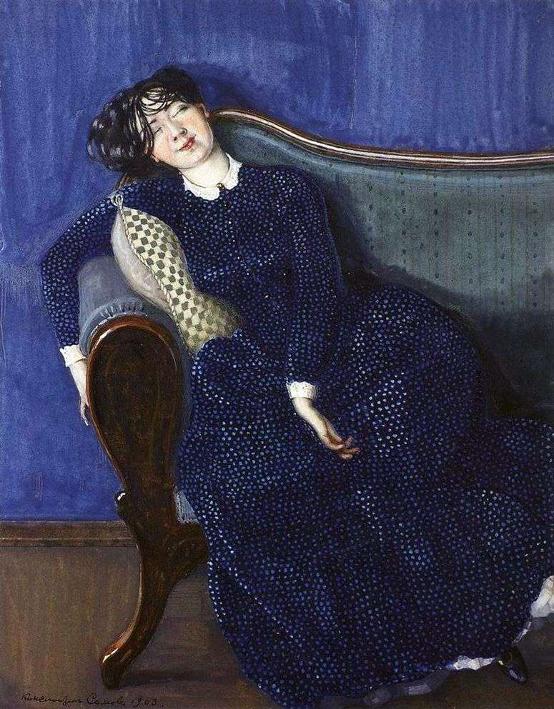 Описание картины Спящая женщина в синем платье   Константин Сомов