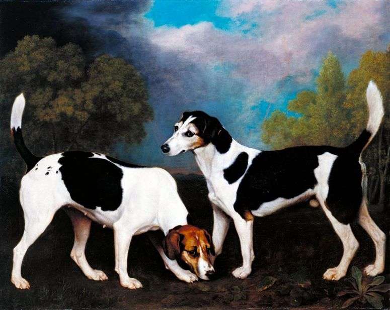 Описание картины Пейзаж с охотничьими собаками   Джордж Стаббс