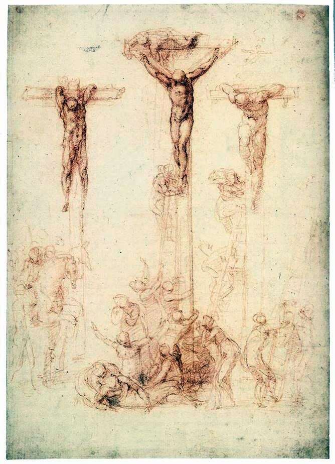 Описание картины Этюд с тремя крестами   Микеланджело Буонарроти
