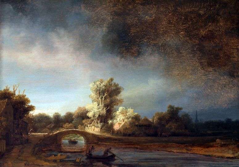 Описание картины Каменный мостик   Рембрандт Харменс Ван Рейн