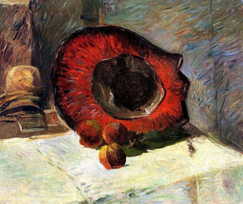 Описание картины Красная шляпа и фрукты   Поль Гоген
