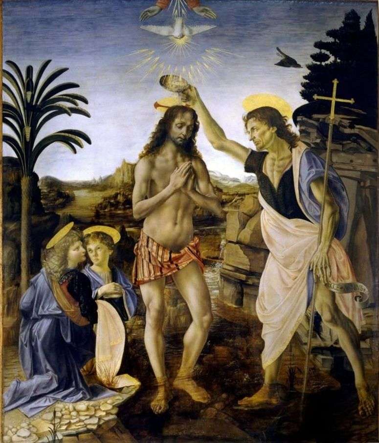 Описание картины Крещение Христа   Леонардо да Винчи