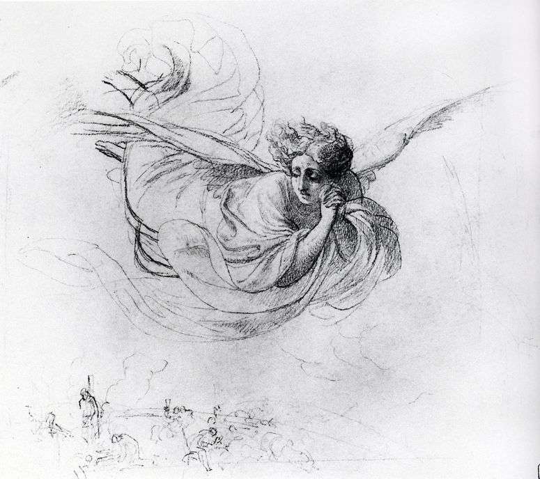 Описание картины Летящий ангел, оплакивающий жертвы инквизиции   Карл Брюллов