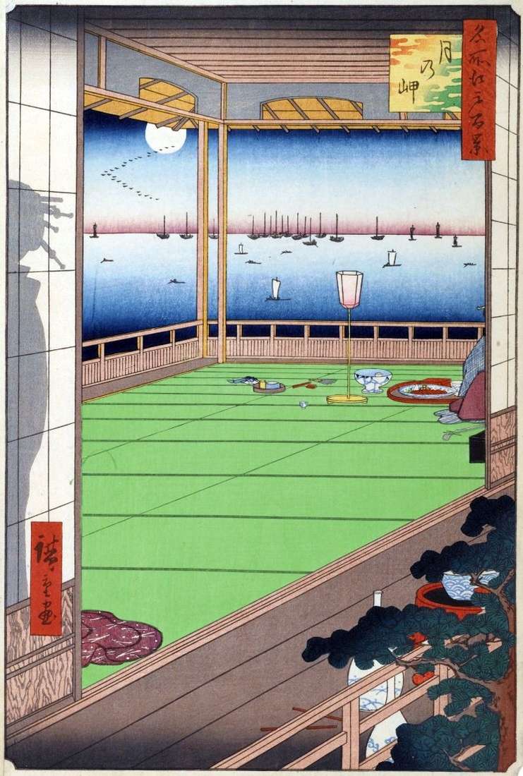 Описание картины Луна над мысом   Утагава Хиросигэ