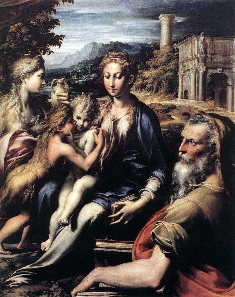 Описание картины Мадонна на троне, Захария, Иоанн Креститель и Мария Магдалина   Франческо Пармиджанино
