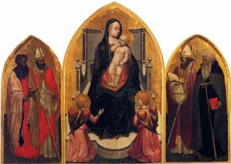 Описание картины Мадонна с ангелами и святыми (триптих Сан Джовенале)   Мазаччо