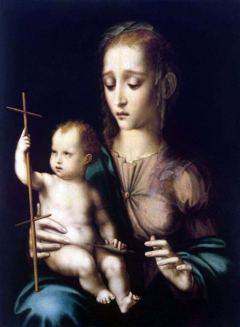 Описание картины Мадонна с Младенцем и прялкой в виде креста   Луиса де Моралеса