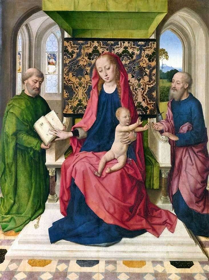 Описание картины Мадонна с младенцем на троне со Святыми Петром и Павлом   Дирк Баутс