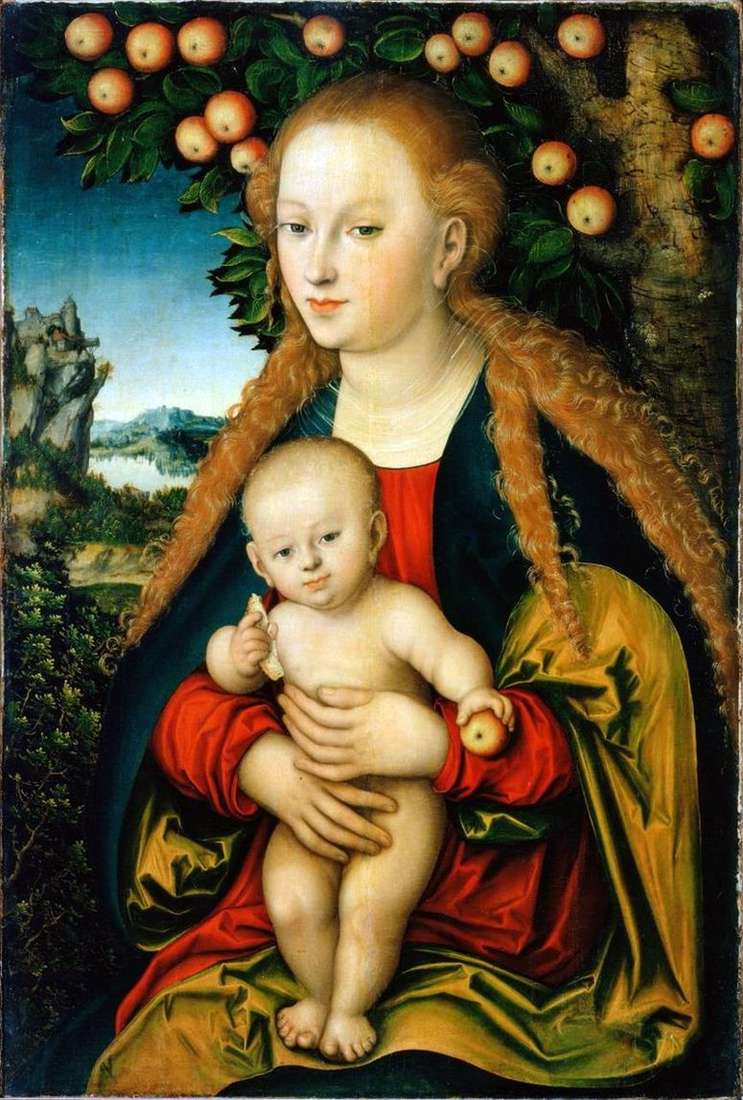 Описание картины Мадонна с младенцем под яблоней   Лукас Кранах