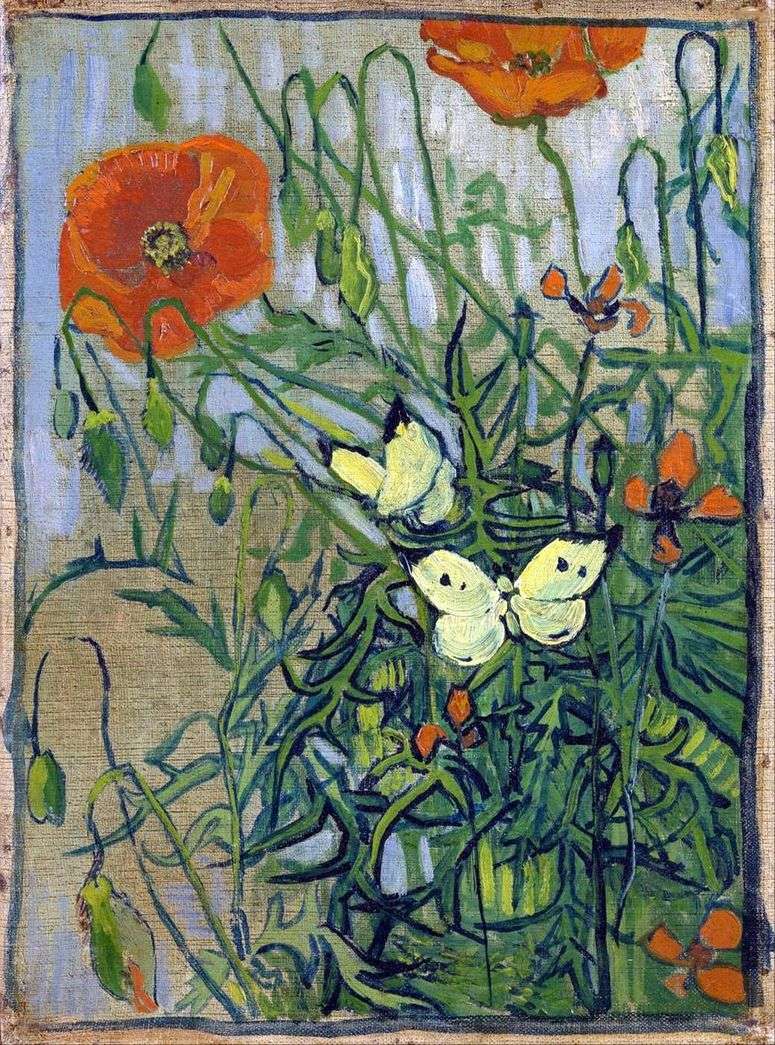 Описание картины Маки и бабочки   Винсент Ван Гог