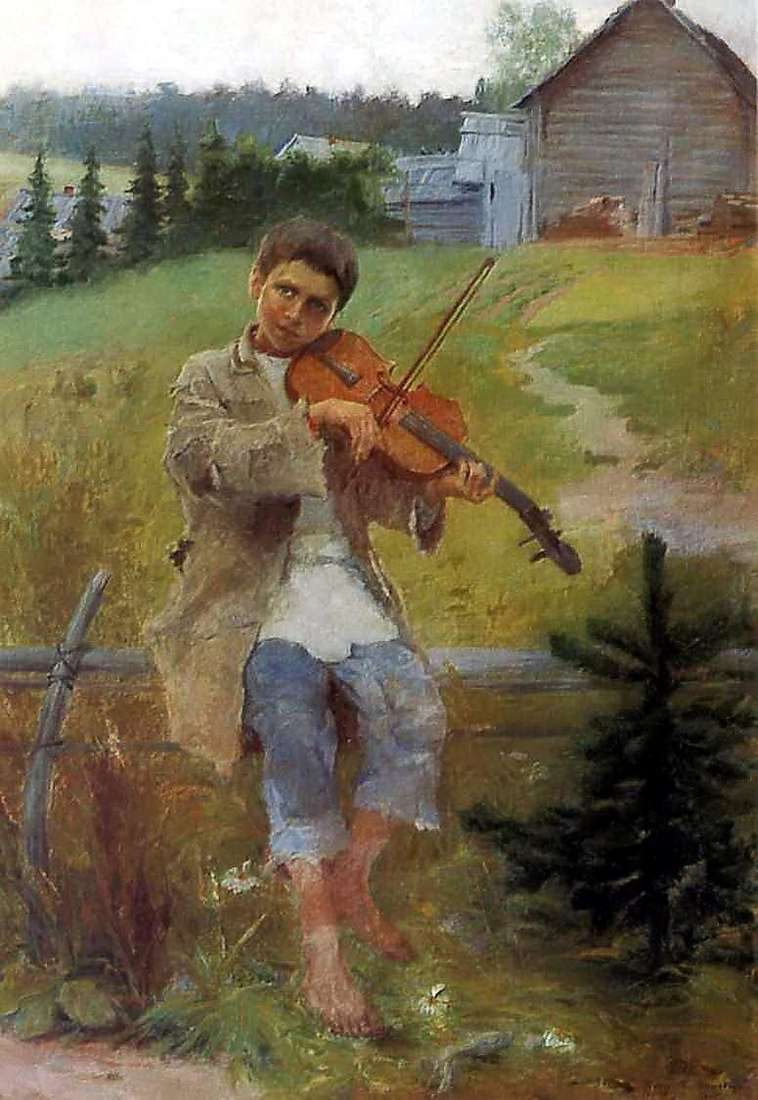 Описание картины Мальчик со скрипкой   Николай Петрович Богданов Бельский