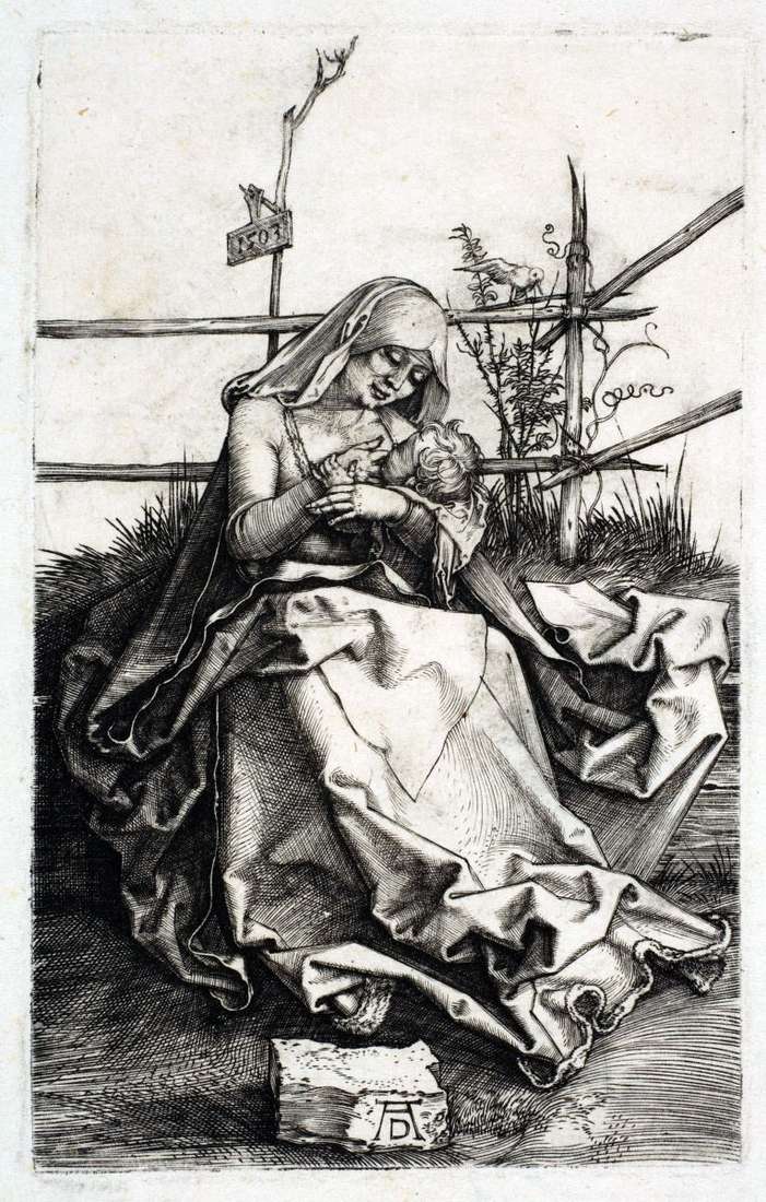 Описание картины Мария на скамье из дерна   Альбрехт Дюрер