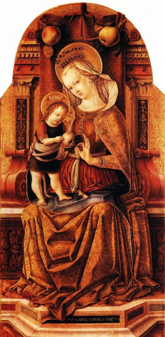 Описание картины Мария с младенцем на троне   Карло Кривелли