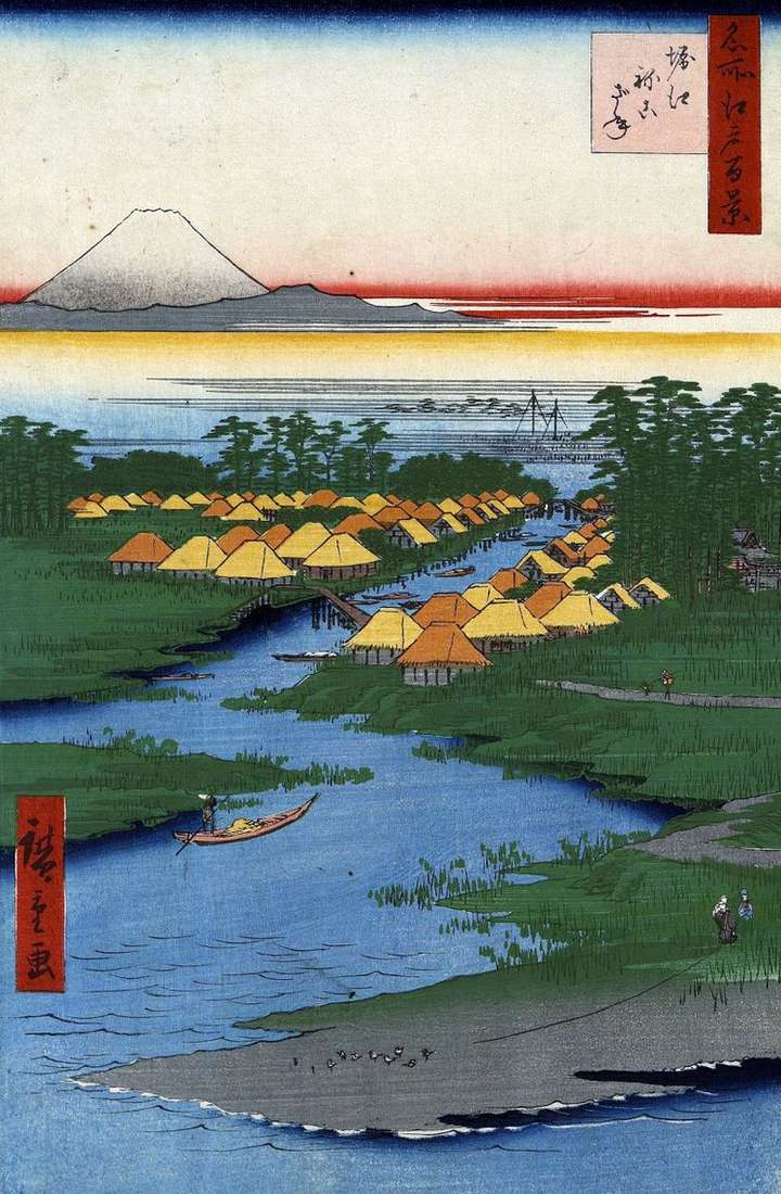Описание картины Местность Хориэ и Нэкодзанэ   Утагава Хиросигэ