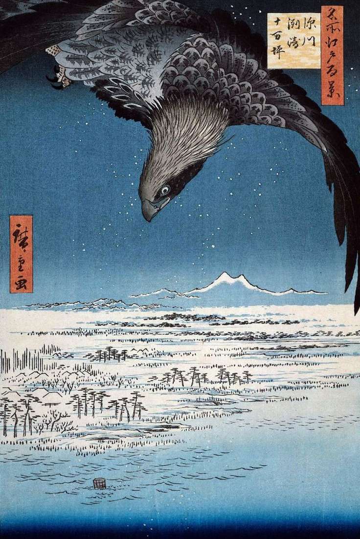 Описание картины Местность Сусаки и Дзюманцубо в Фукагава   Утагава Хиросигэ