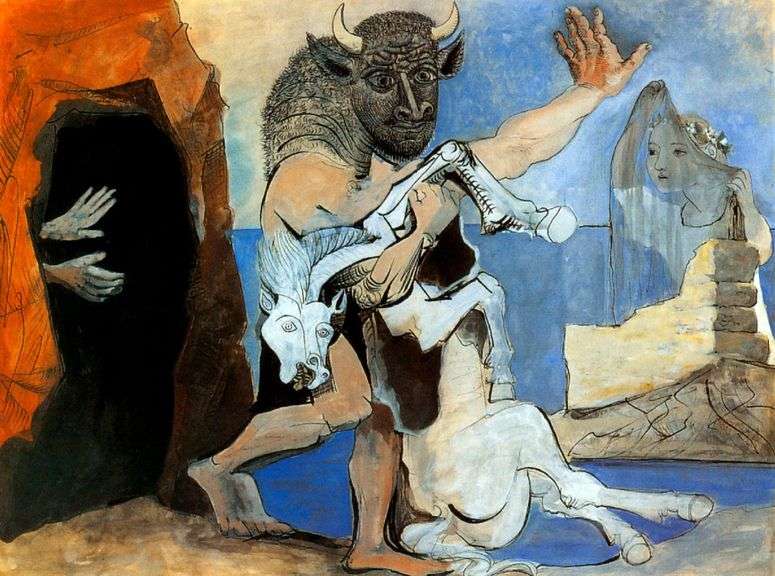 Описание картины Минотавр с мертвой лошадью перед пещерой   Пабло Пикассо