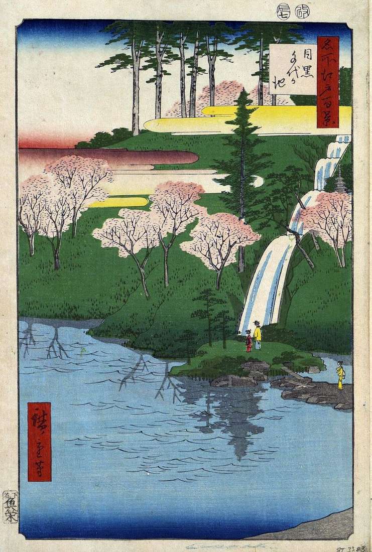 Описание картины Мэгуро, пруд Тиегаикэ   Утагава Хиросигэ