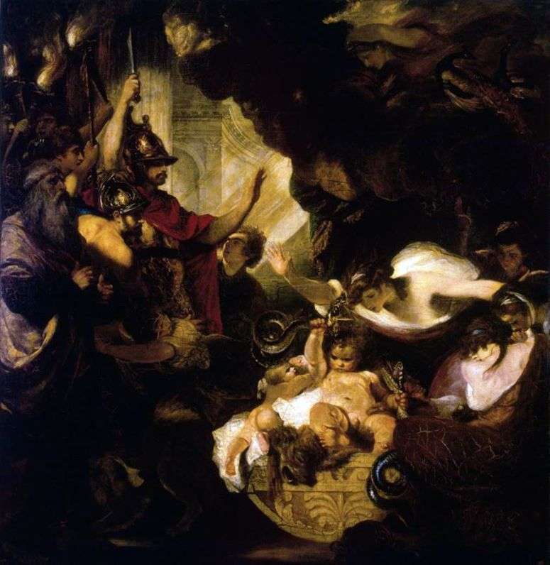 Описание картины Младенец Геркулес, удушающий змей   Рейнольдс Джошуа