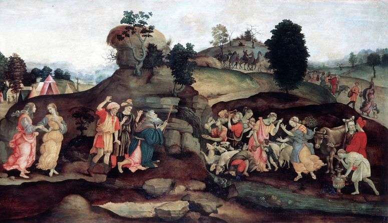 Описание картины Моисей, добывающий воду из скалы   Филиппино Липпи