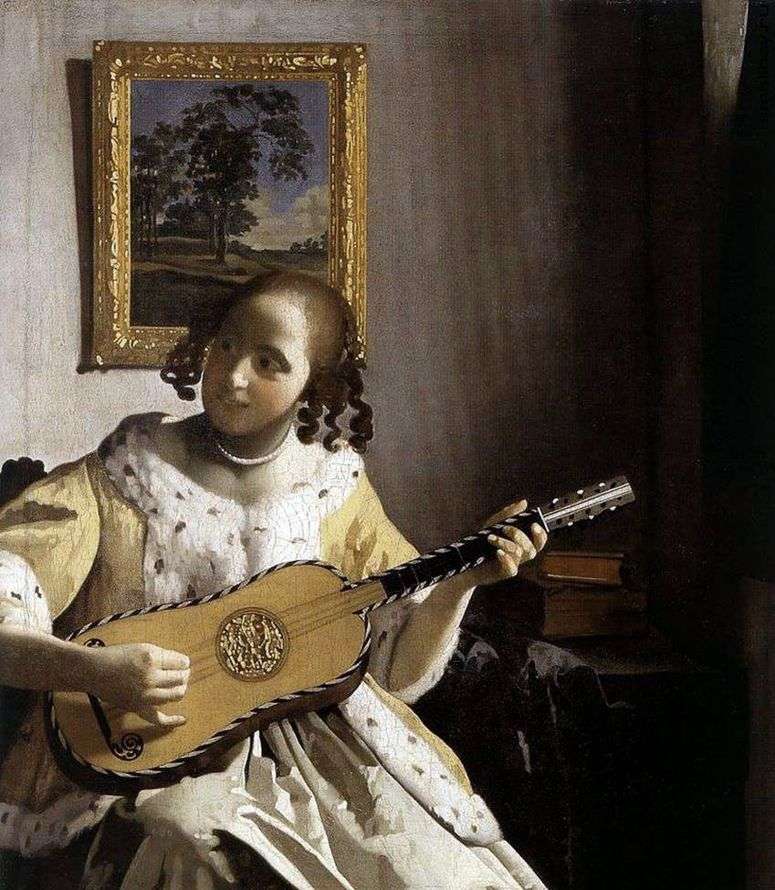 Описание картины Молодая женщина с гитарой   Ян Вермеер