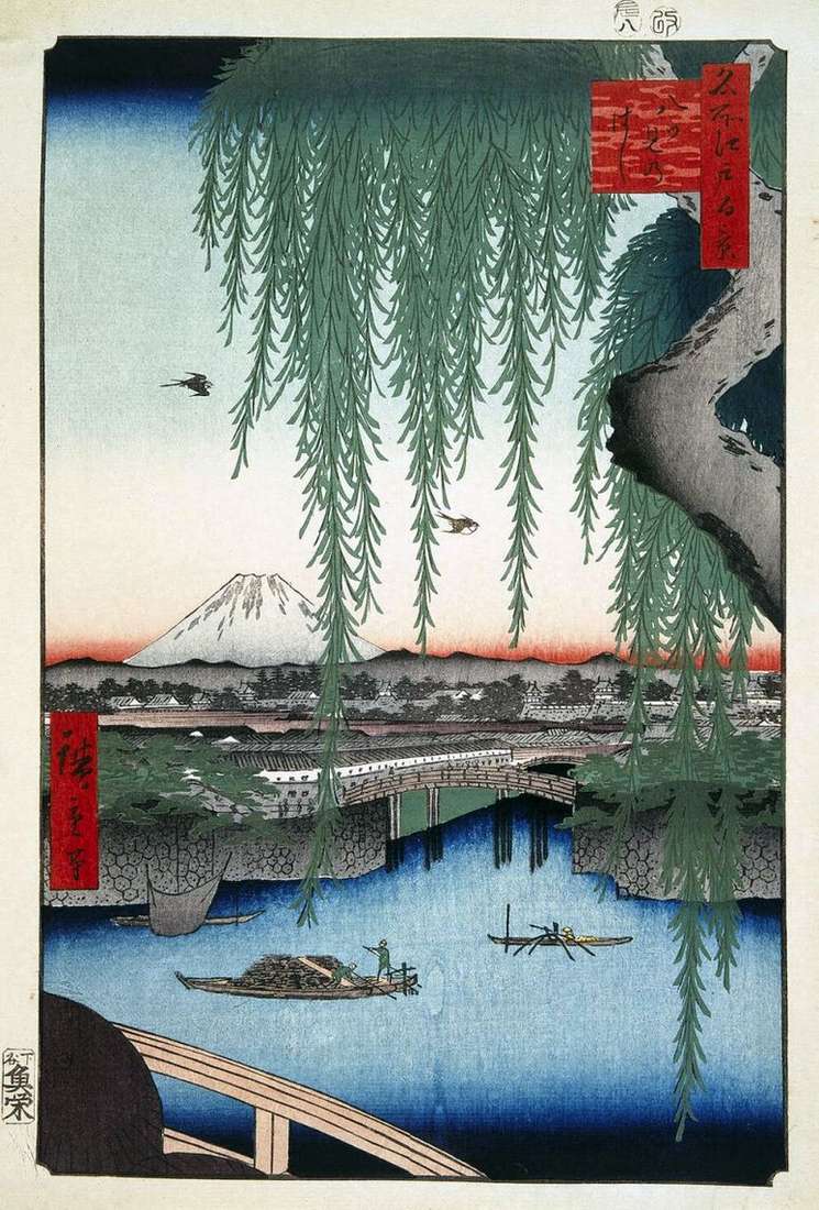 Описание картины Мост Яиуми   Утагава Хиросигэ