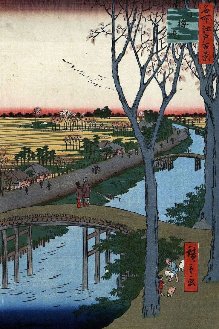Описание картины Набережная Коумэ   Утагава Хиросигэ