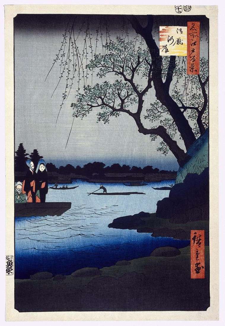 Описание картины Набережная Оммаягаси   Утагава Хиросигэ