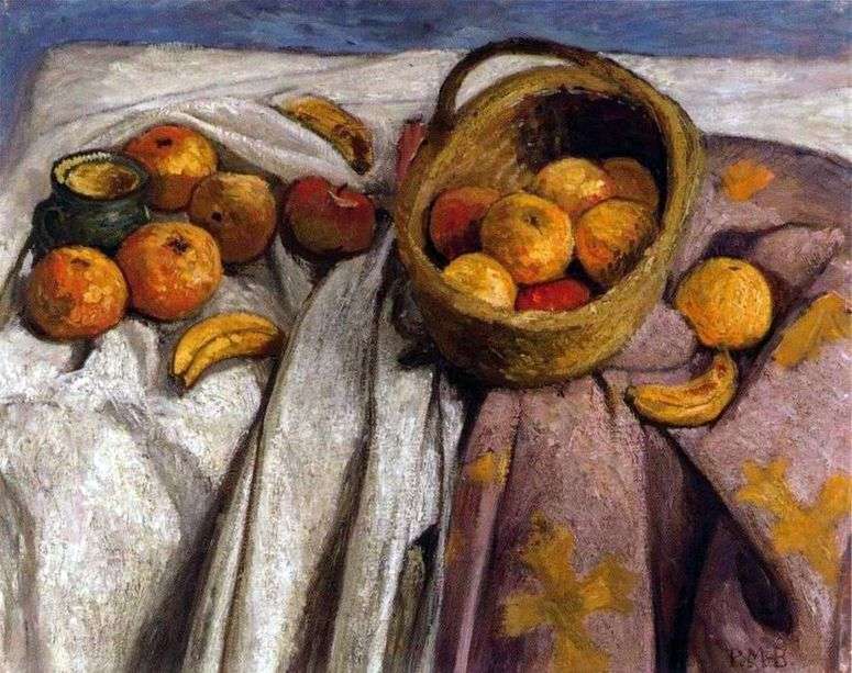 Описание картины Натюрморт с яблоками и бананами   Паула Модерзон Беккер
