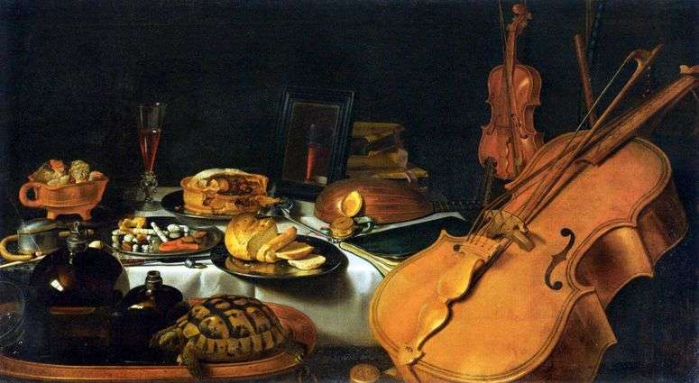 Описание картины Натюрморт с музыкальными инструментами   Питер Клас