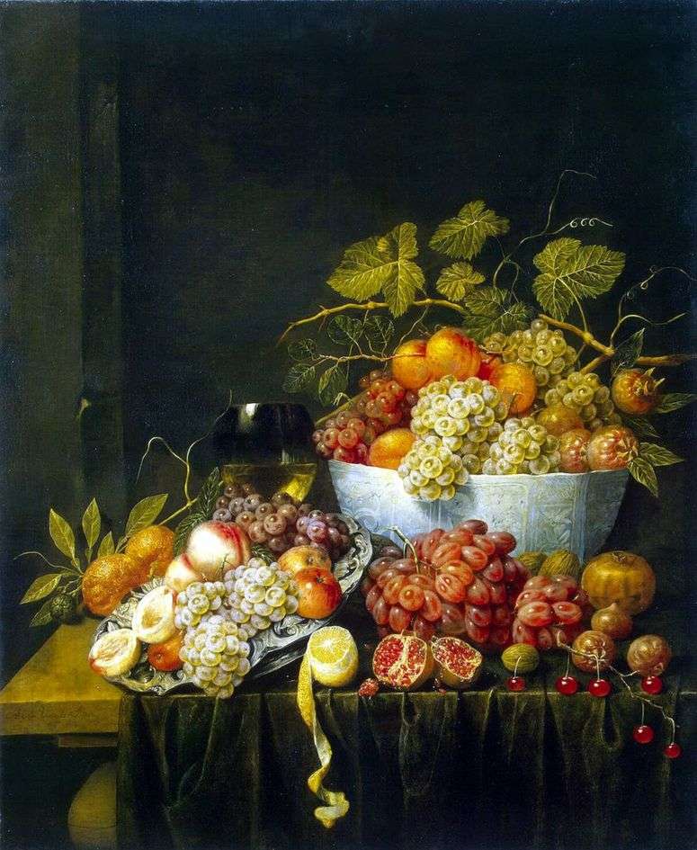 Описание картины Натюрморт с виноградом   Адриан ван Утрехт
