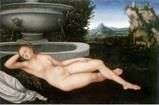 Описание картины Нимфа у фонтана   Лукас Кранах