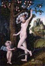 Описание картины Обиженный Амур и Венера   Лукас Кранах