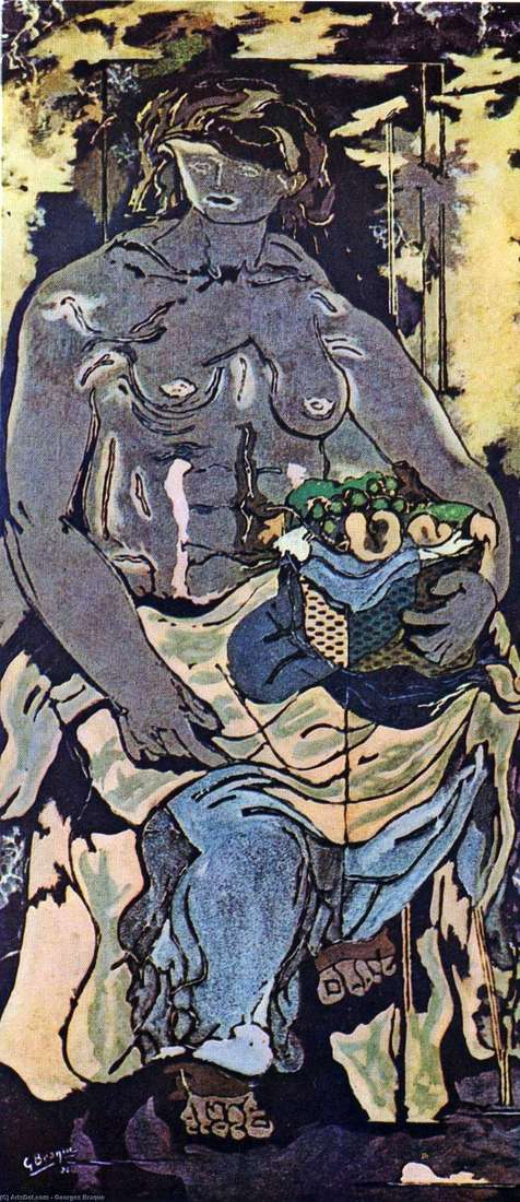 Описание картины Обнаженная женщина с корзиной фруктов   Жорж Брак