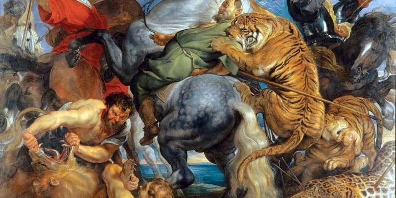 Описание картины Охота на тигров и львов   Питер Рубенс