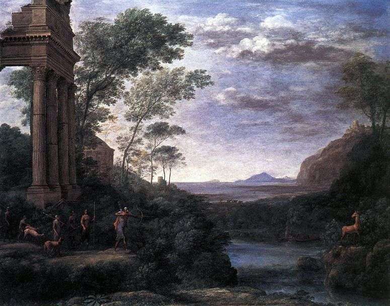 Описание картины Пейзаж с Асканием, стреляющим в оленя   Клод Лоррен