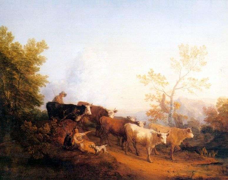 Описание картины Пейзаж с возвращающимся стадом   Томас Гейнсборо