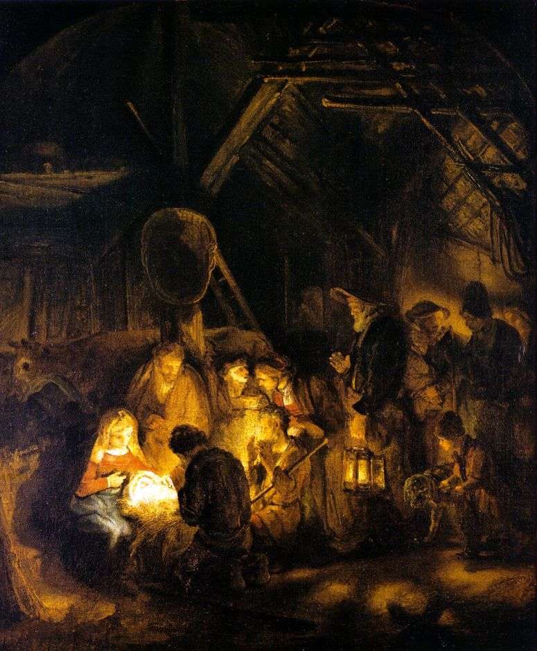 Описание картины Поклонение пастухов   Рембрандт Харменс Ван Рейн