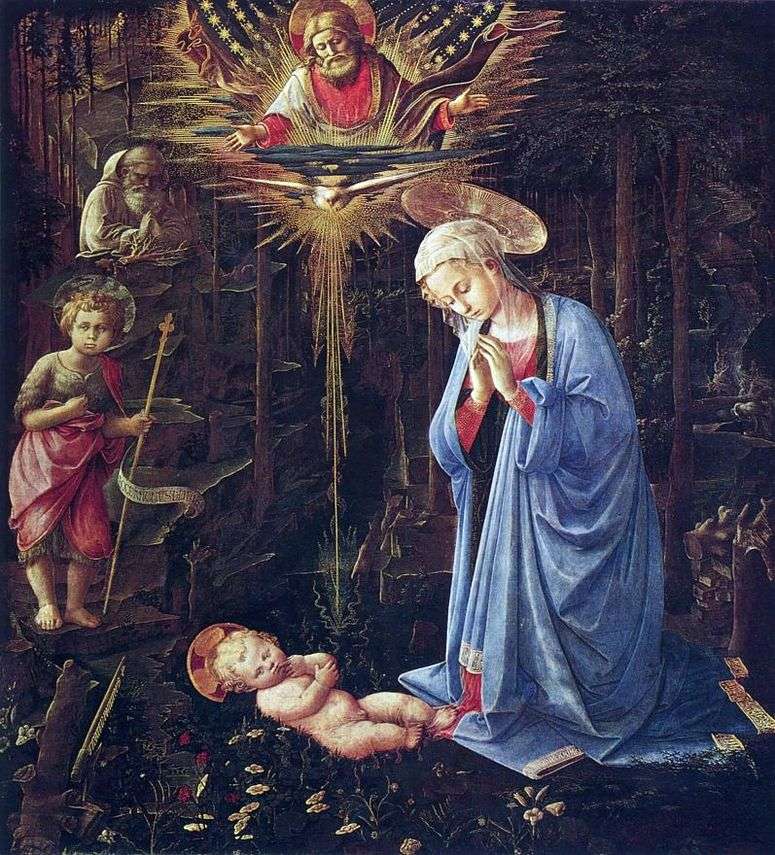 Описание картины Поклонение со святым Бернардом и младенцем Иоанном Крестителем   Фра Филиппе