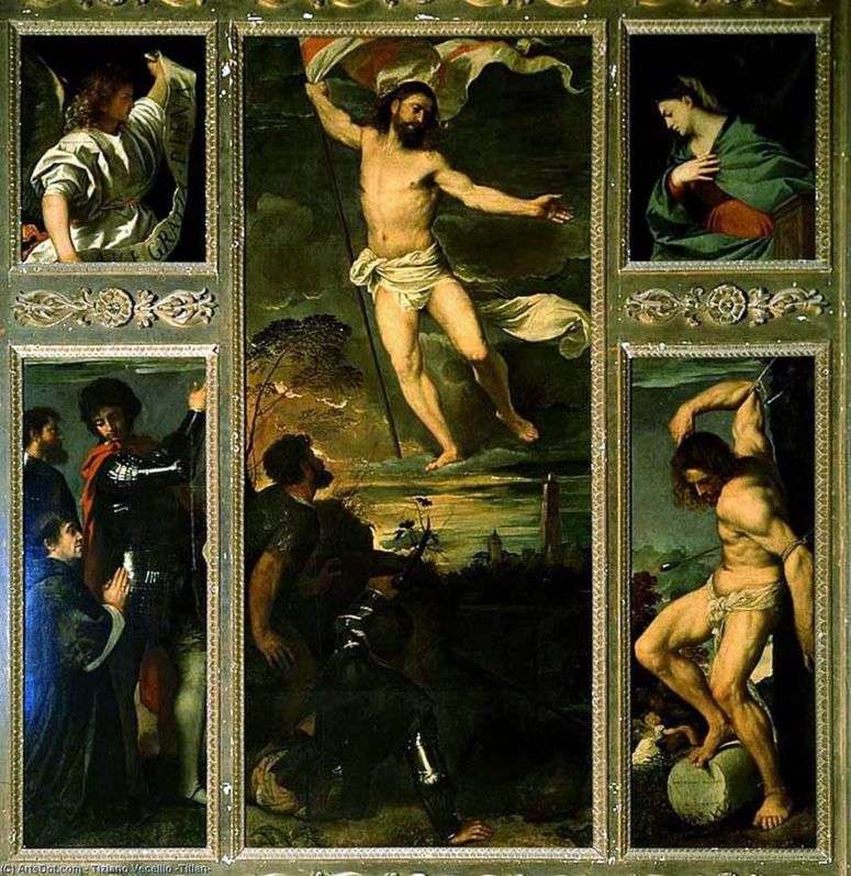 Описание картины Полиптих Воскресение   Тициан Вечеллио