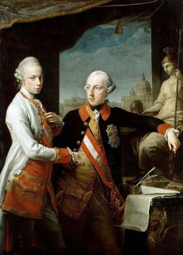 Описание картины Портрет императора Иосифа II и Леопольда Тосканского   Помпео Батони