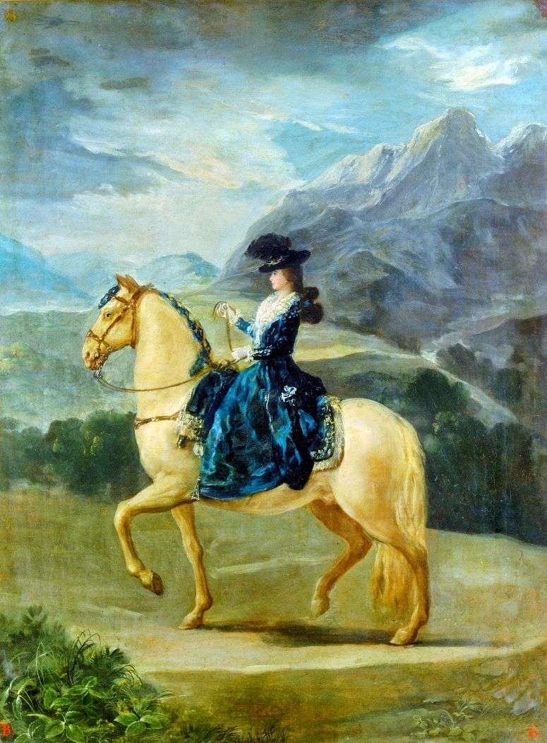 Описание картины Портрет Марии Терезы де Бурбон и Валлабрига на коне   Франсиско де Гойя