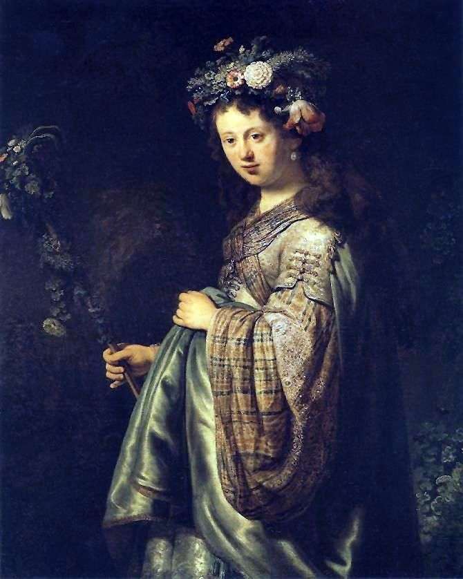 Описание картины Портрет Саскии в образе Флоры   Рембрандт Харменс Ван Рейн