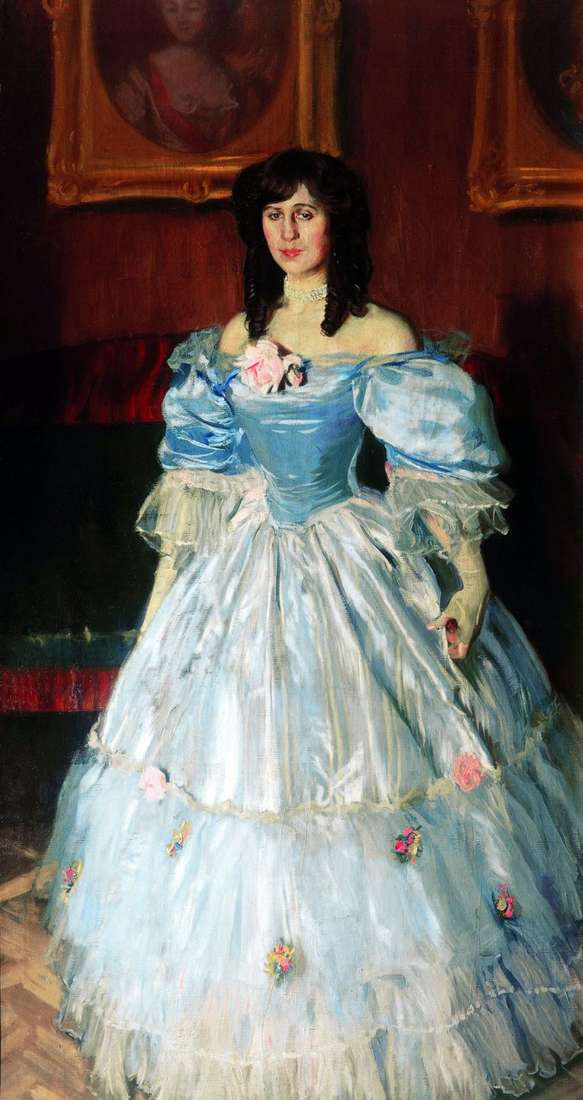 Описание картины Портрет женщины в голубом   Борис Кустодиев