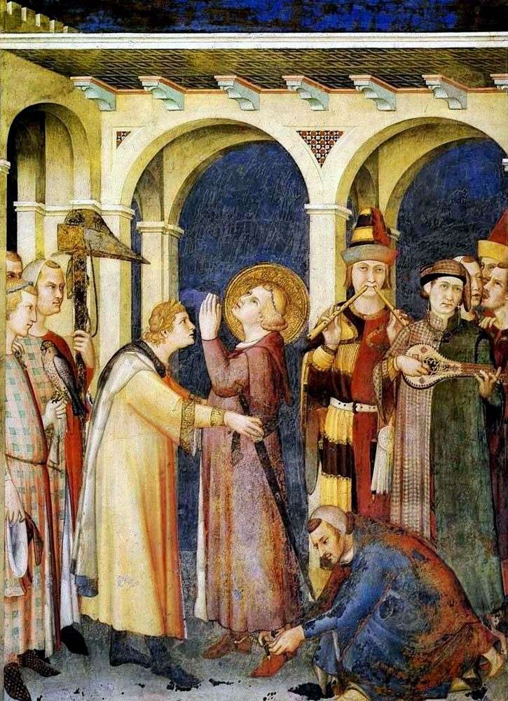 Описание картины Посвящение в рыцари святого Мартина   Симоне Мартини