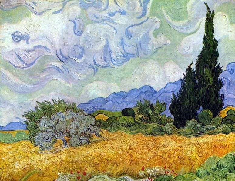 Описание картины Пшеничное поле с кипарисами   Винсент Ван Гог