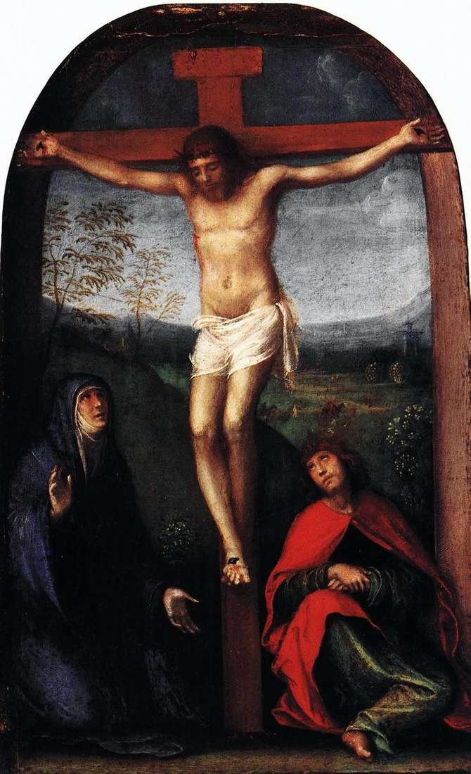 Описание картины Распятый Христос с Марией и святым Иоанном Евангелистом   Франческо Франче