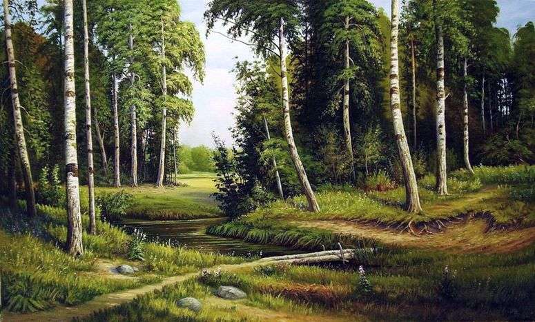 Описание картины Ручей в березовом лесу   Иван Шишкин