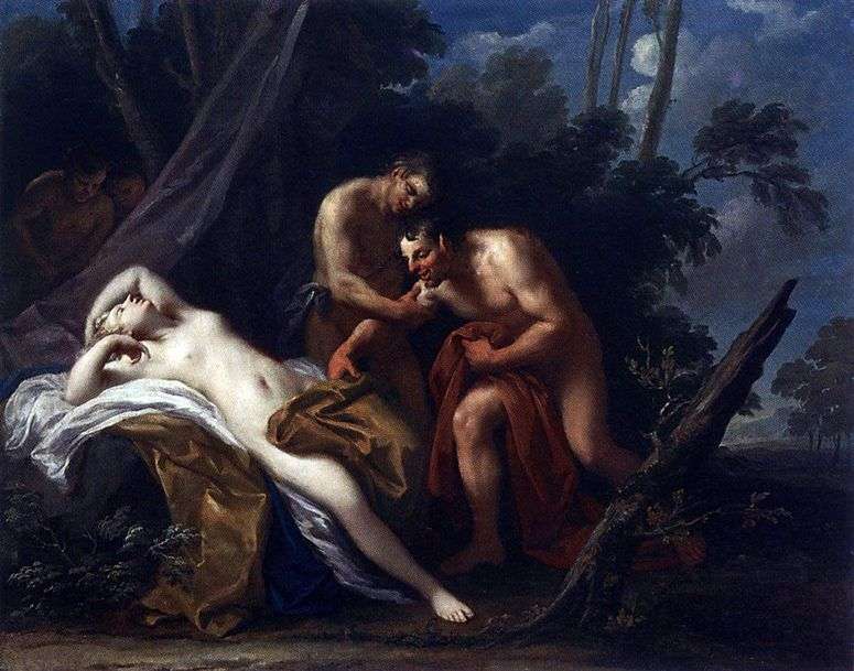 Описание картины Сатир и спящая нимфа   Якопо Амигони