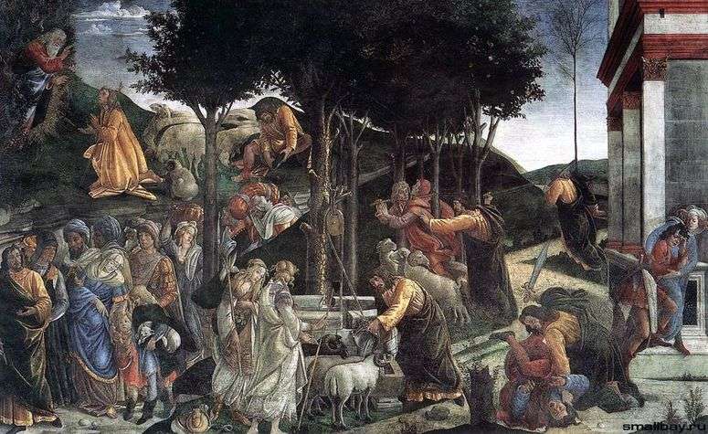 Описание картины Сцены из жизни Моисея (фреска)   Сандро Боттичелли
