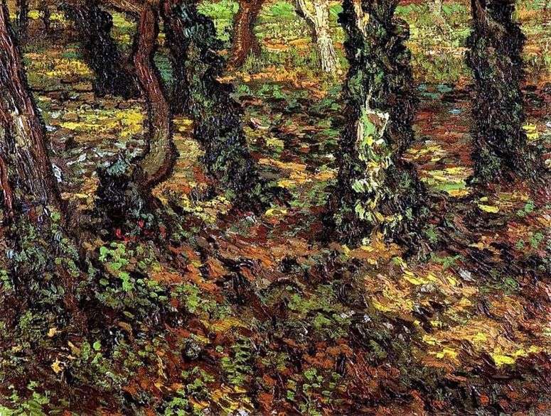 Описание картины Стволы деревьев с плющом   Винсент Ван Гог